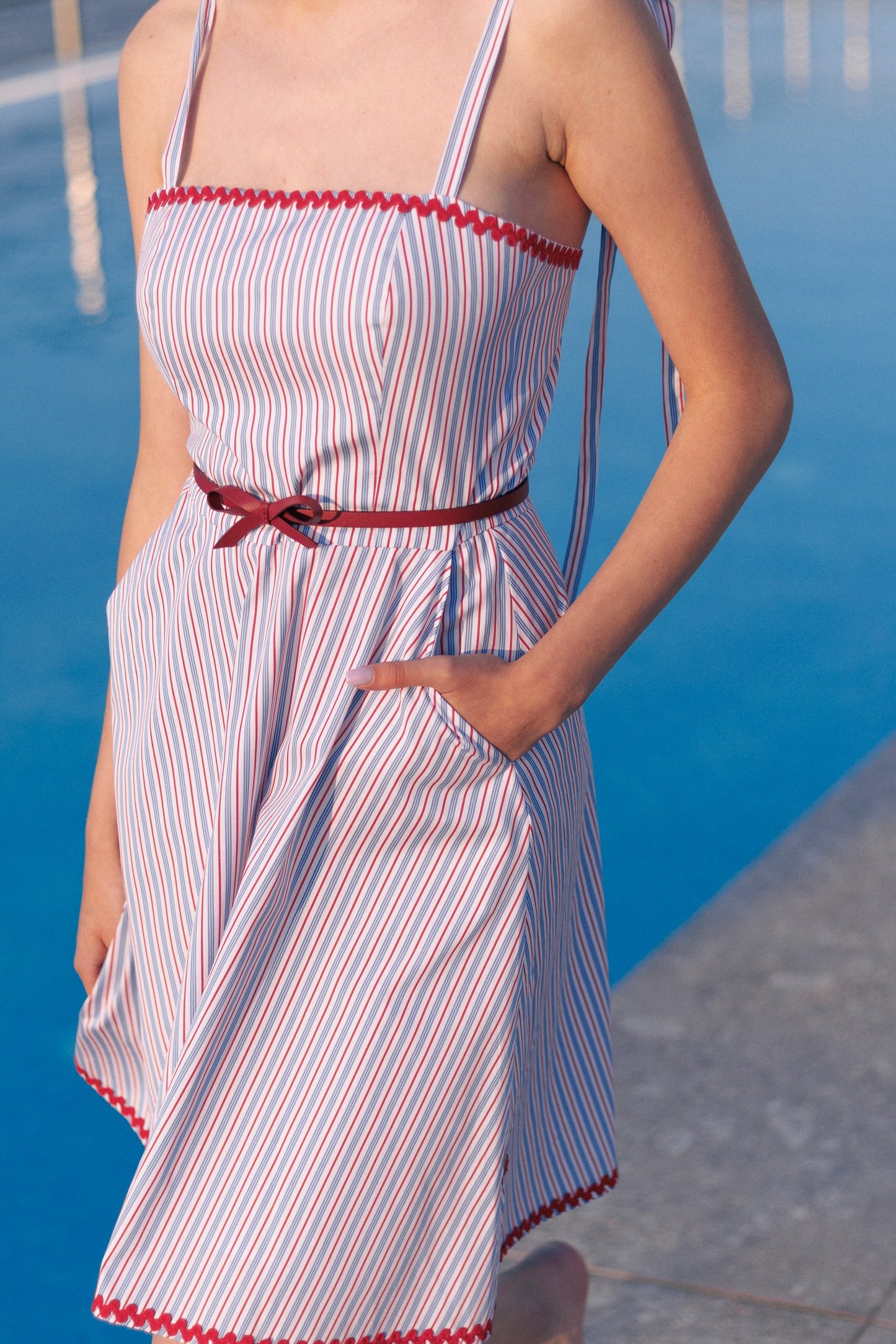 Summer Red-Striped Mini Dress