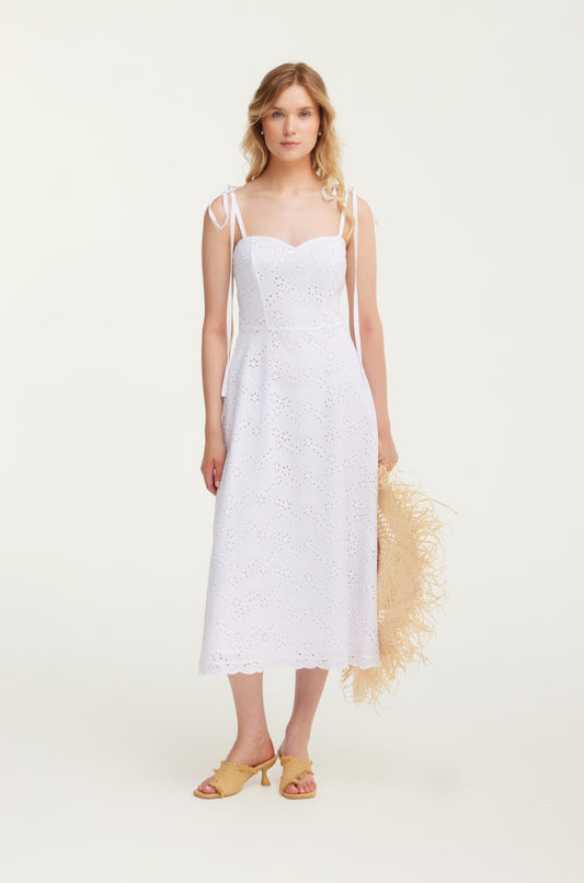 Romantic Broderie Anglaise Sundress with Sweetheart Neckline
