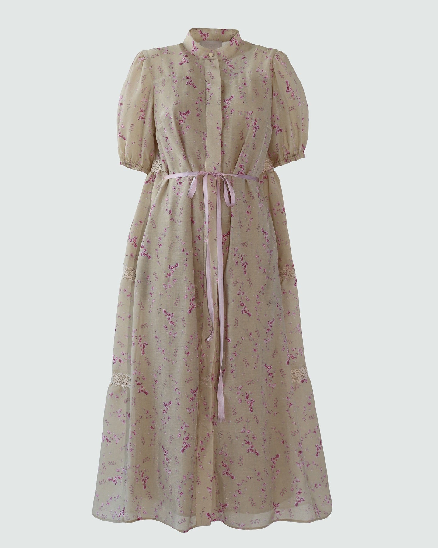 Beige midi dress with floral print