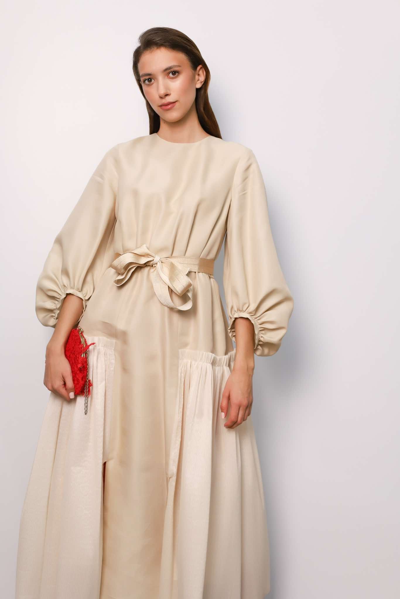 Beige midi dress