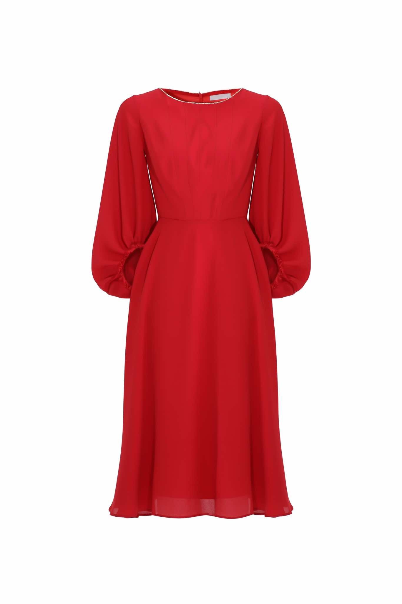 Red midi dress