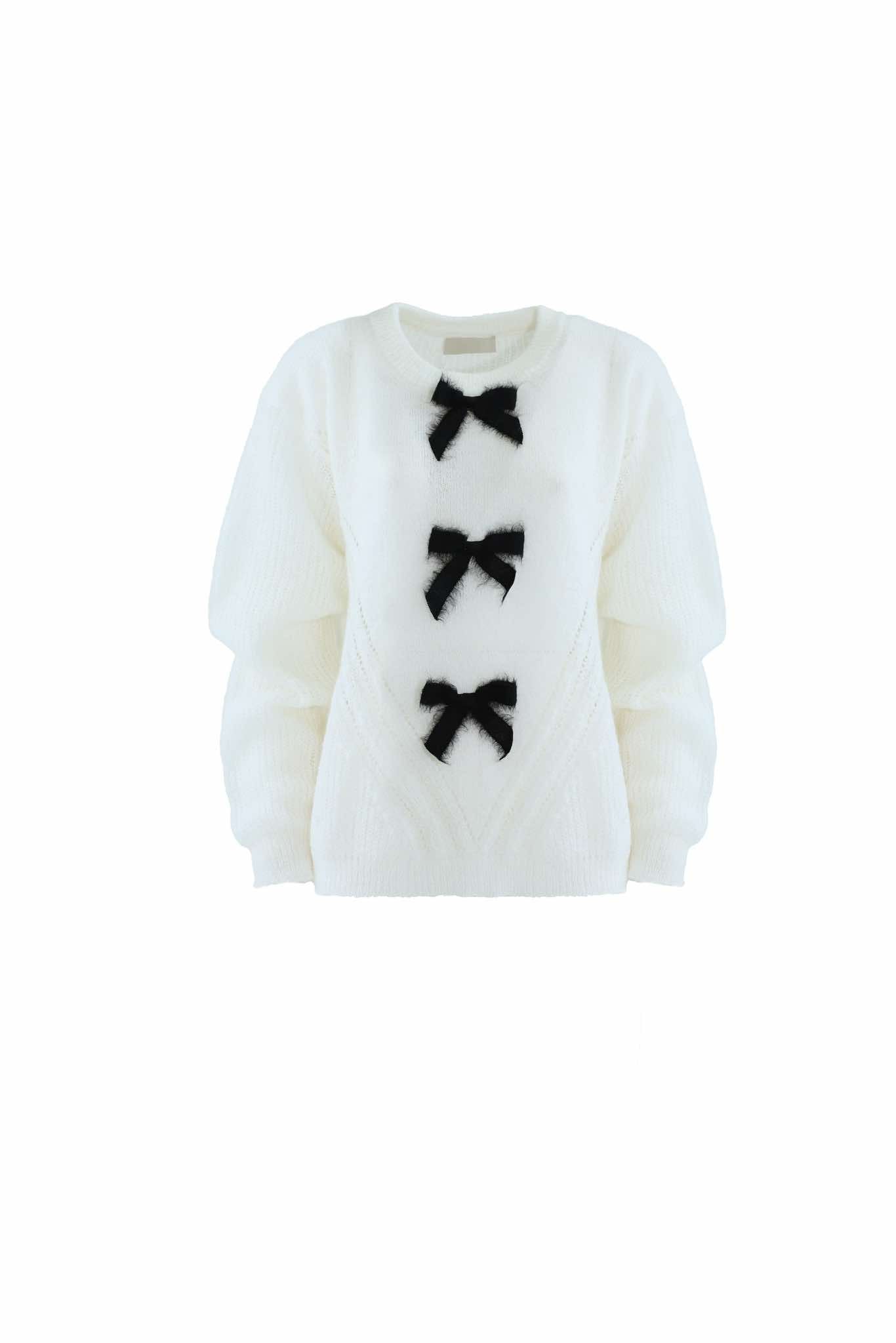 White sweater with bows