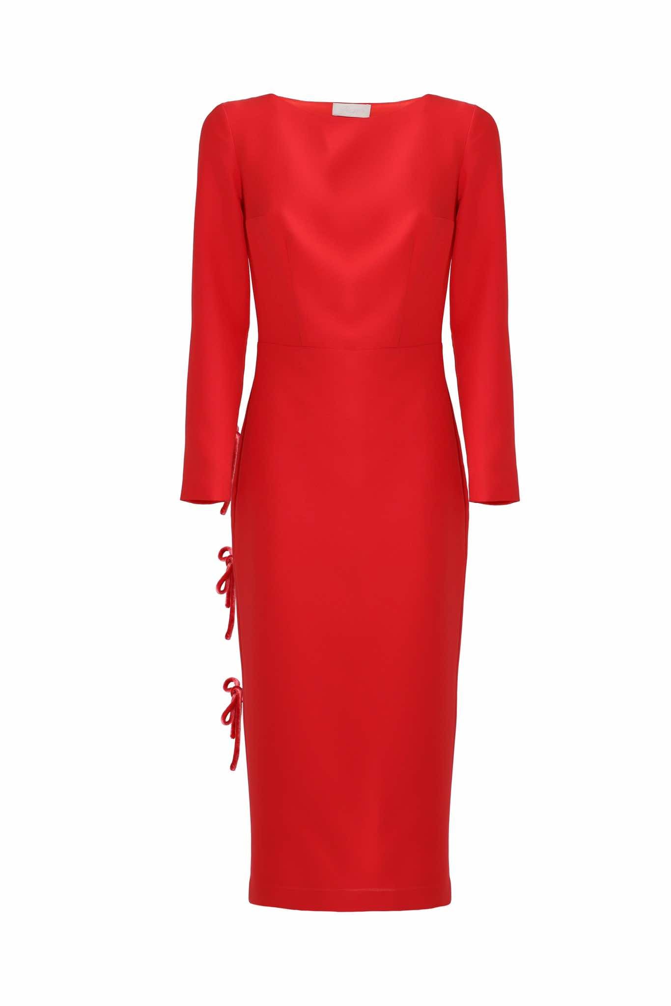 Red midi dress