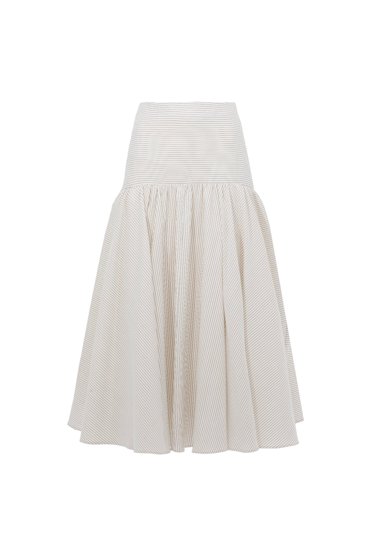 Ivory Stripes Midi Skirt
