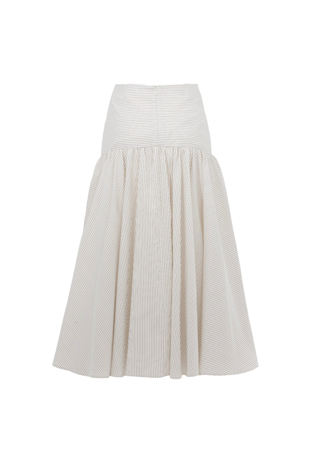 Ivory Stripes Midi Skirt