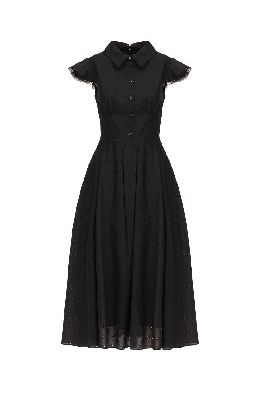 Black Cotton Midi Dress