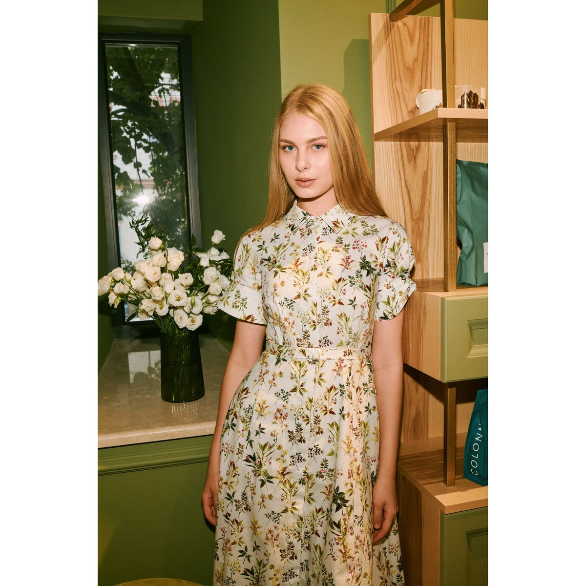 Flora White Midi Dress