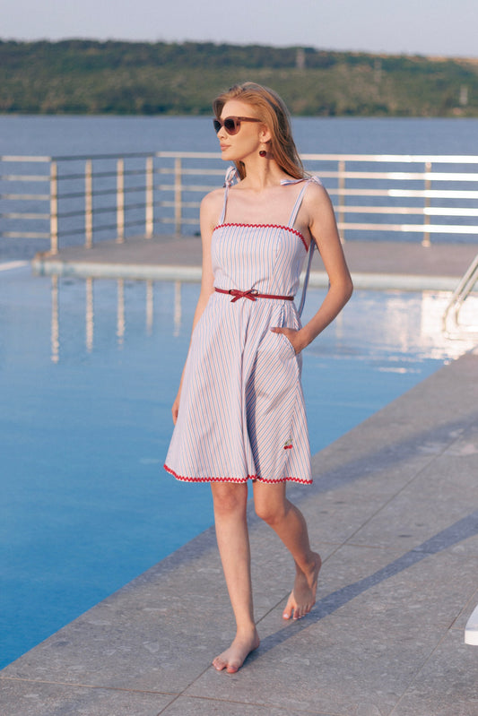 Summer Red-Striped Mini Dress