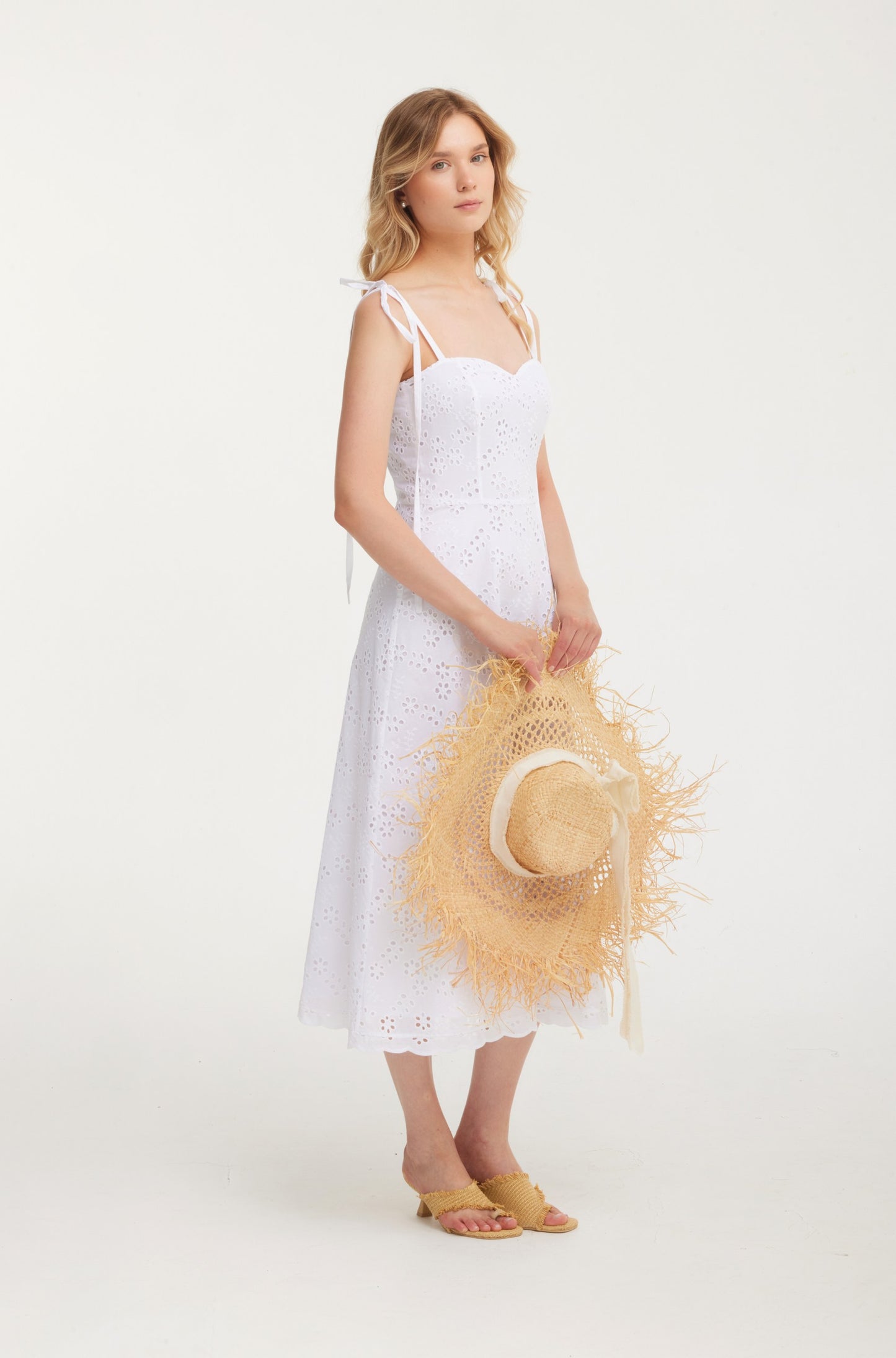 Romantic Broderie Anglaise Sundress with Sweetheart Neckline