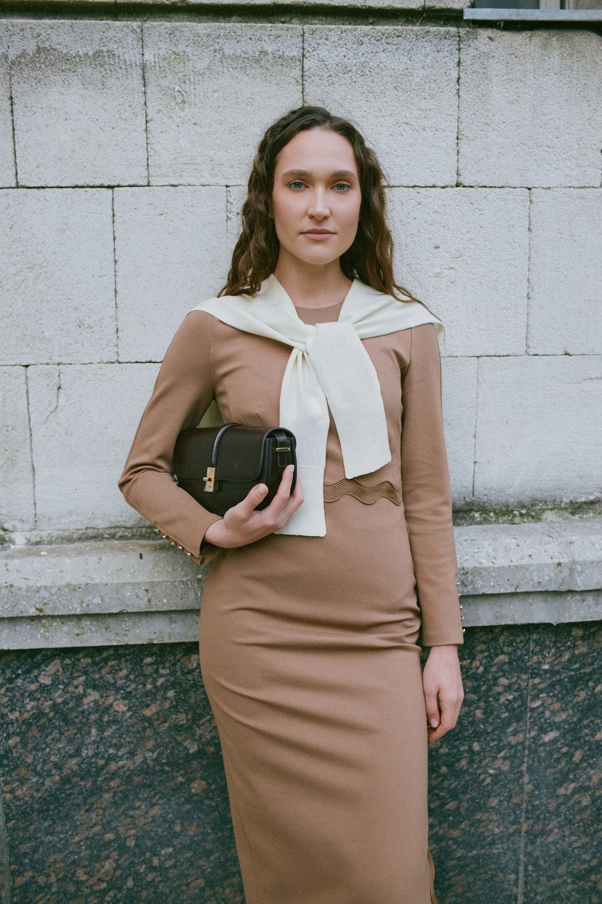 Amélie Mocha Midi Dress