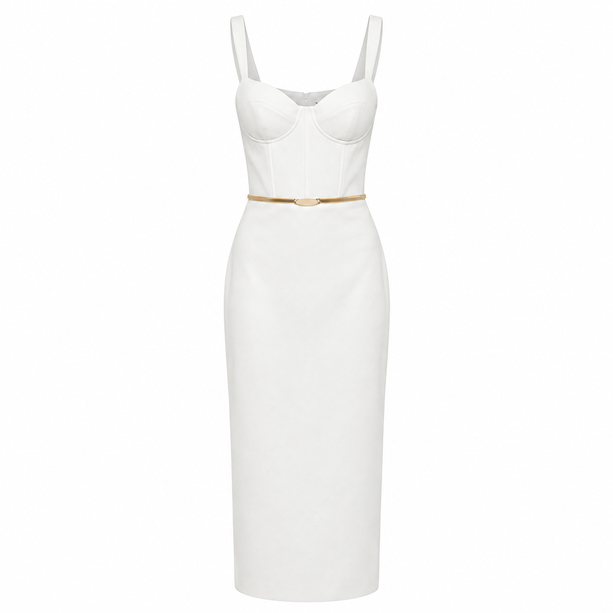 Evelyn White Corset Midi Dress