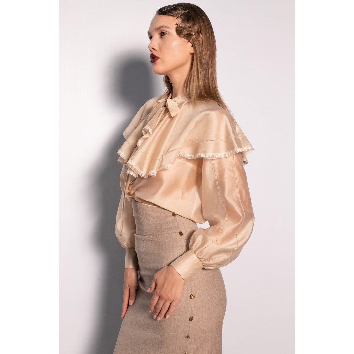 Celeste Beige Midi Skirt