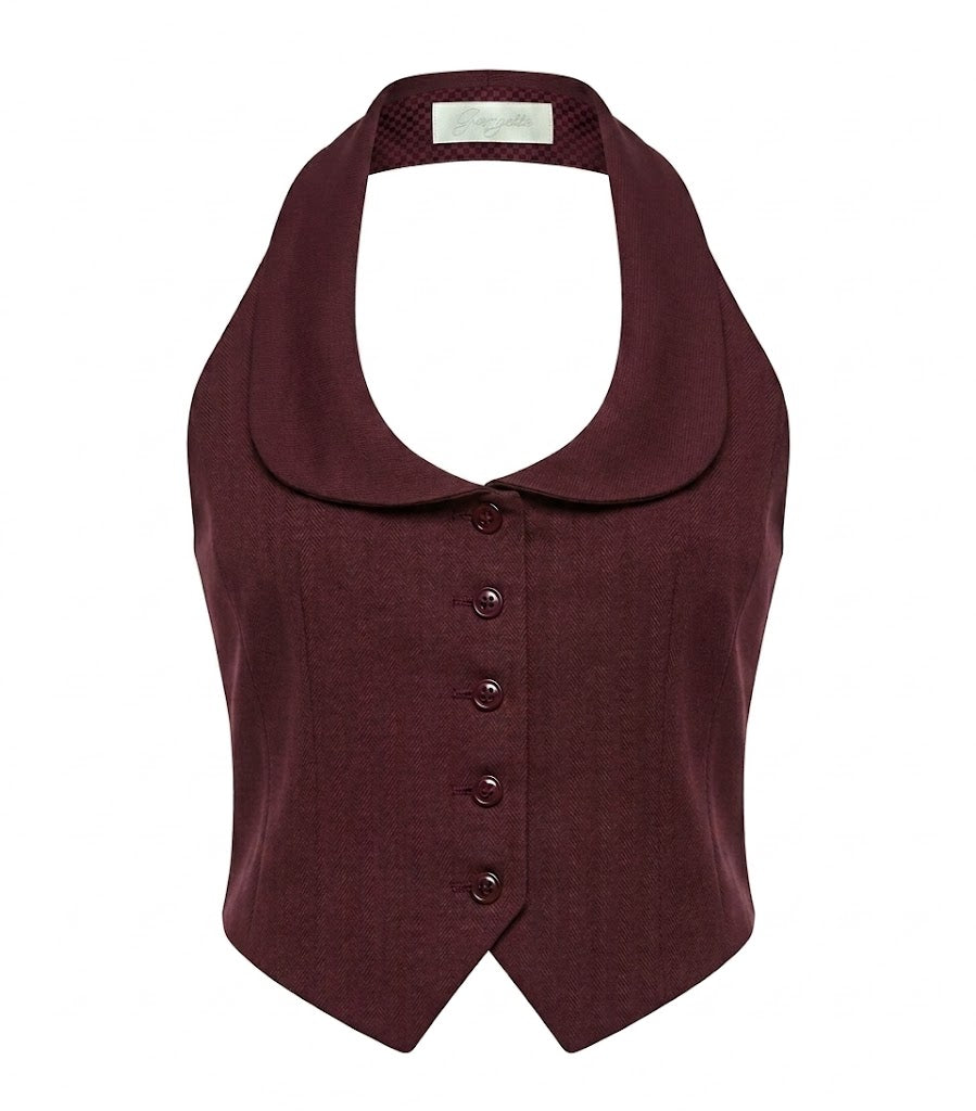 Burgundy Bloom Tailored Vest