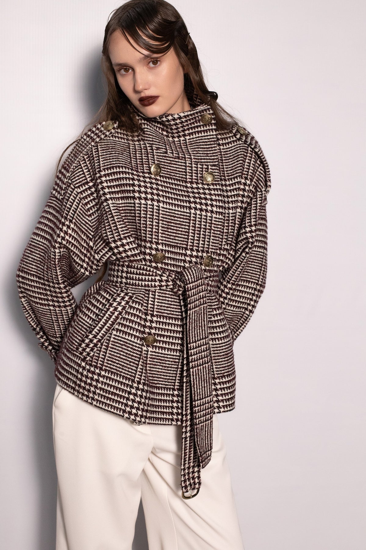Vivienne Houndstooth Belted Jacket