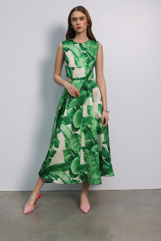 Palm Leaf Midi Dress