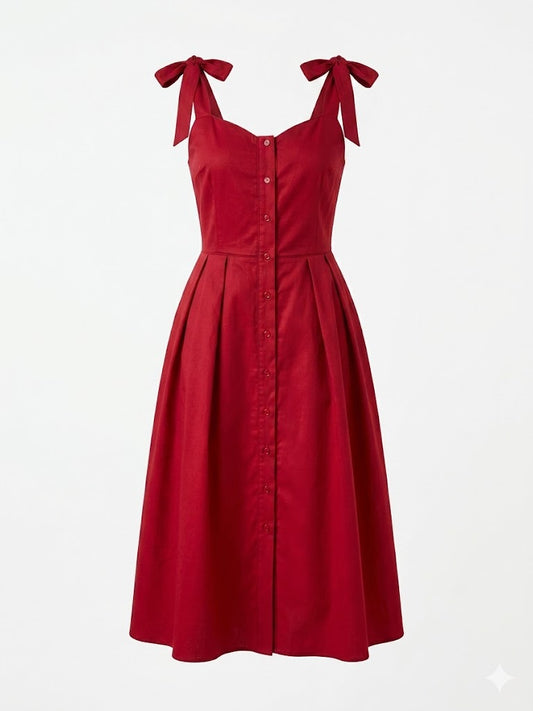 Red Elegant Midi Dress