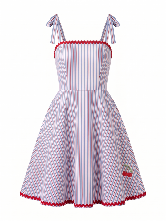 Summer Red-Striped Mini Dress