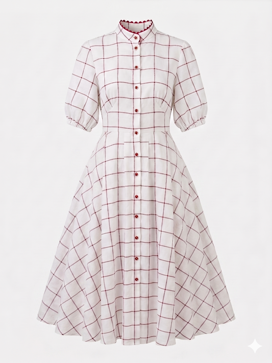 White Gridlined Dress