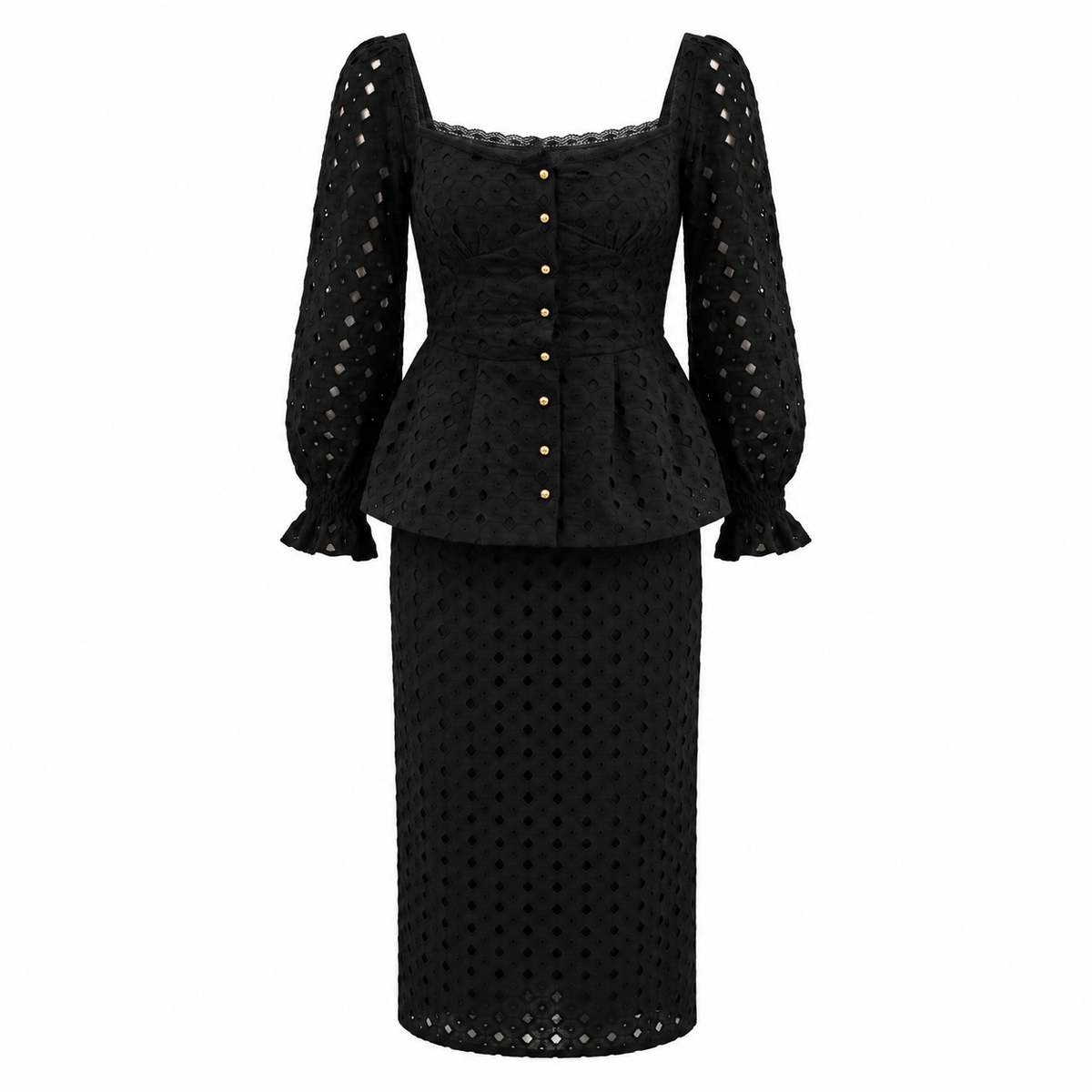 Camille Black Eyelet Set