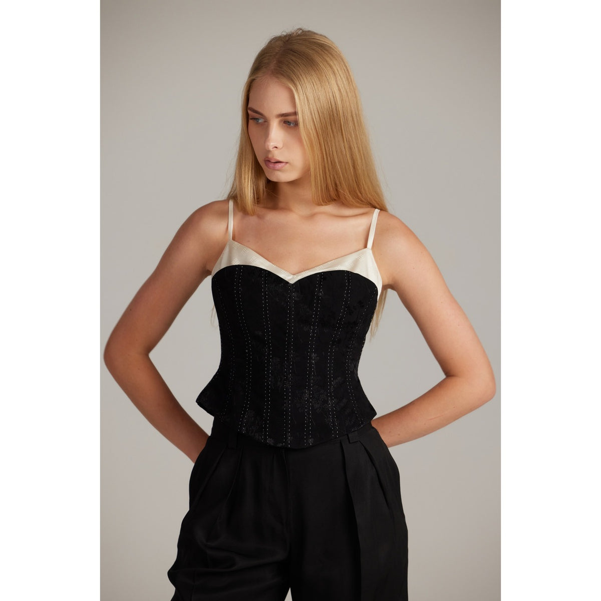 Elara Black Corset Top