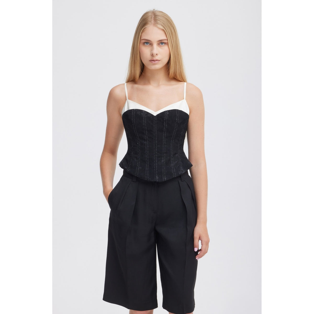 Elara Black Corset Top