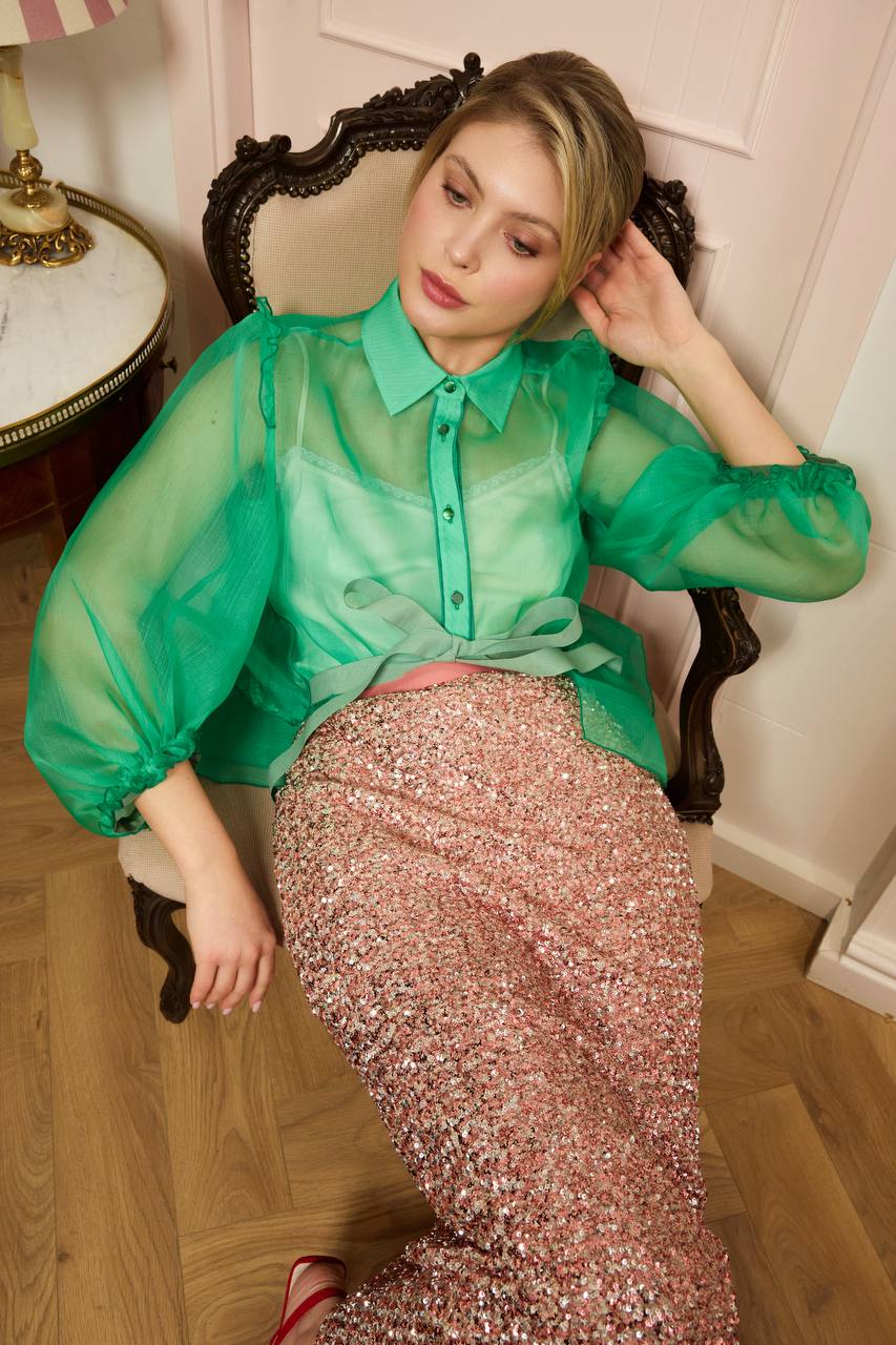 Emerald Veil Blouse