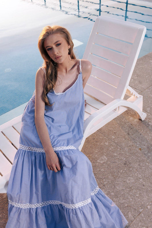 Blue Flare Maxi Dress