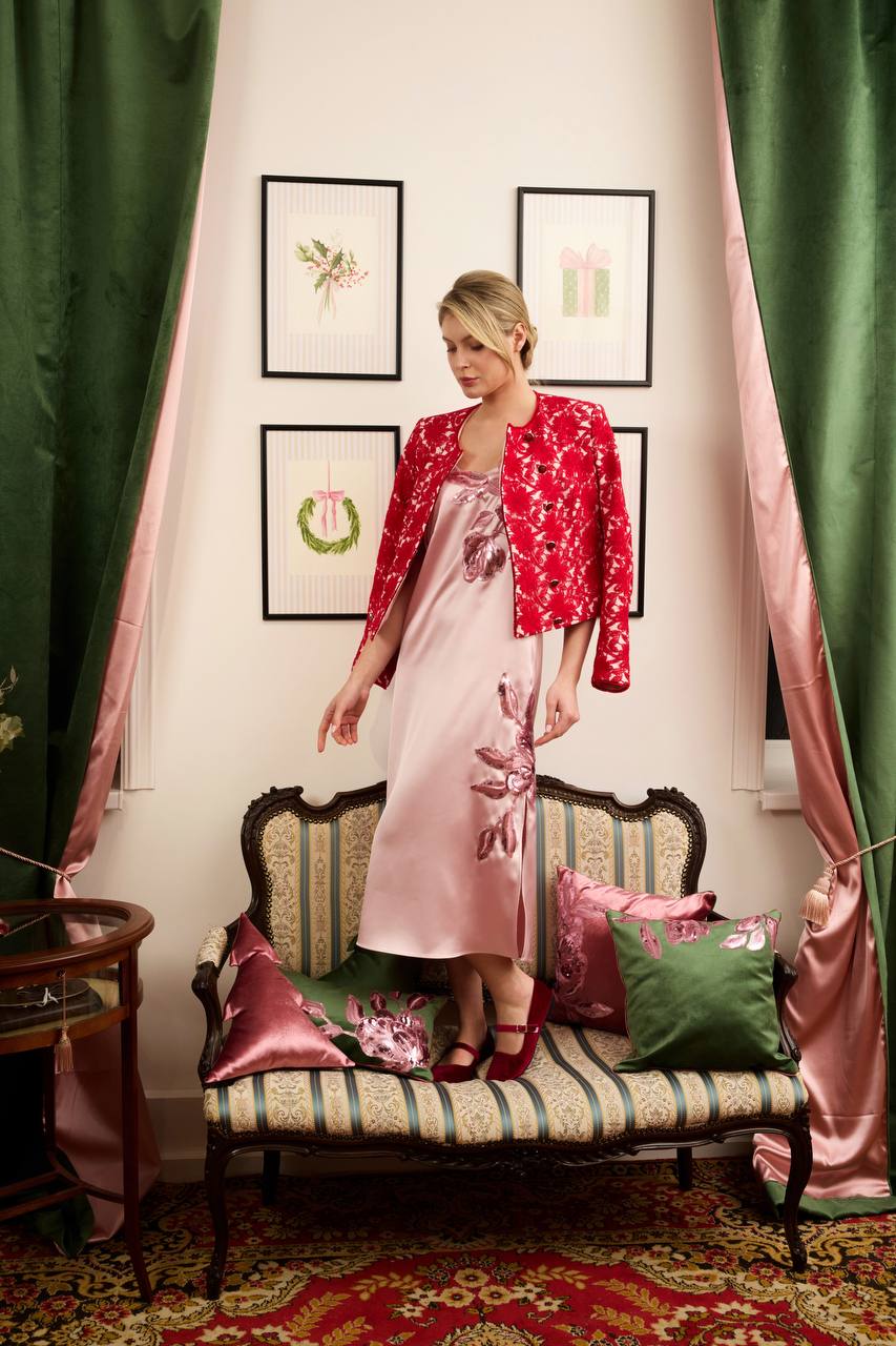 Rose Appliqué Midi Dress