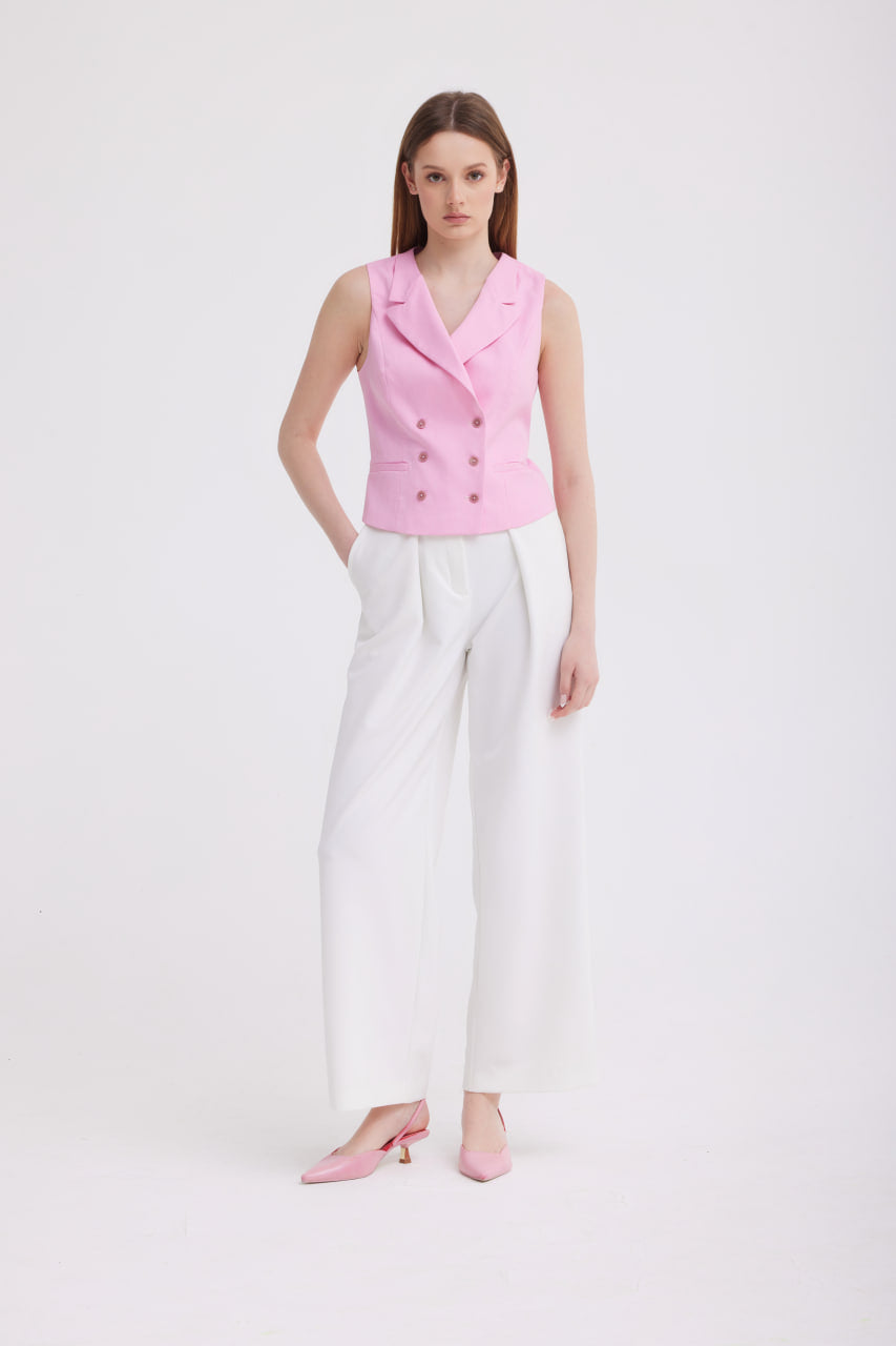 Peony Pink Buttoned Vest