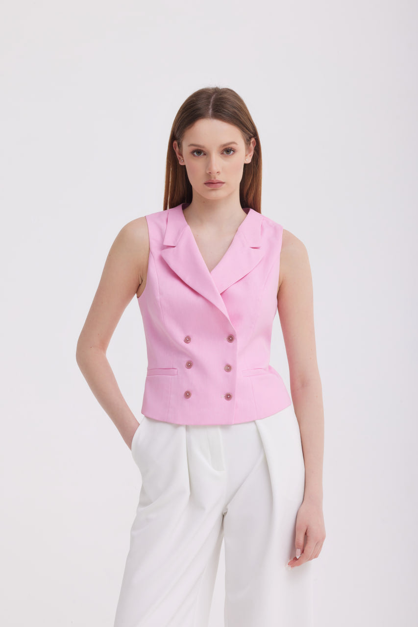 Peony Pink Buttoned Vest