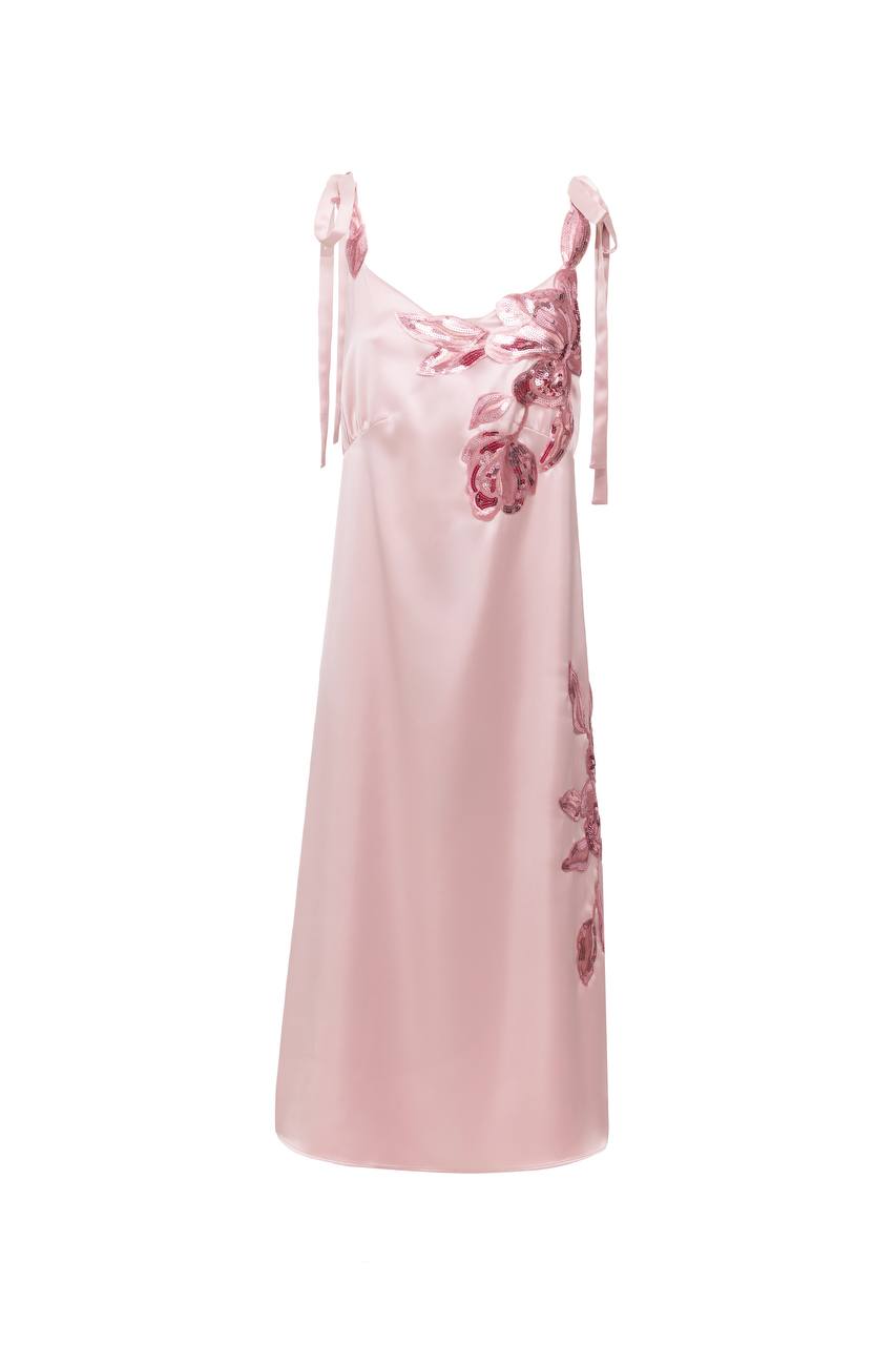 Rose Appliqué Midi Dress