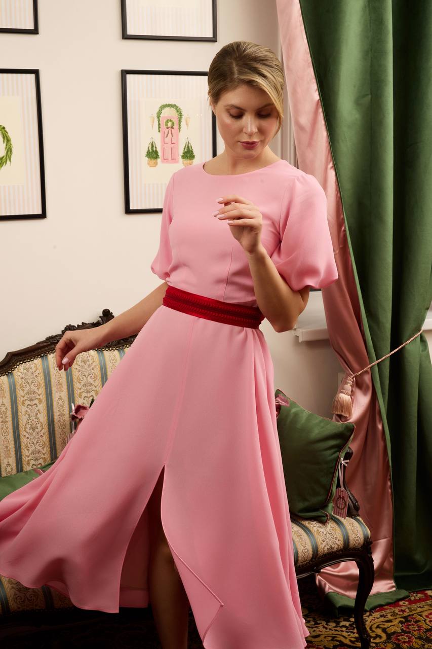 Powder Pink Midi Dress