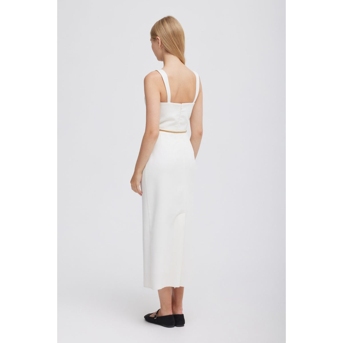 Evelyn White Corset Midi Dress