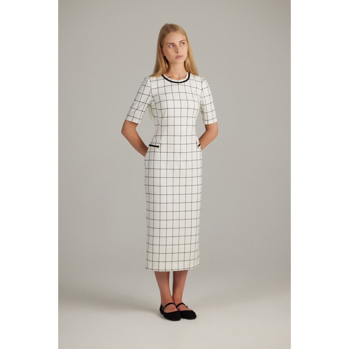 Celine Grid Midi Dress