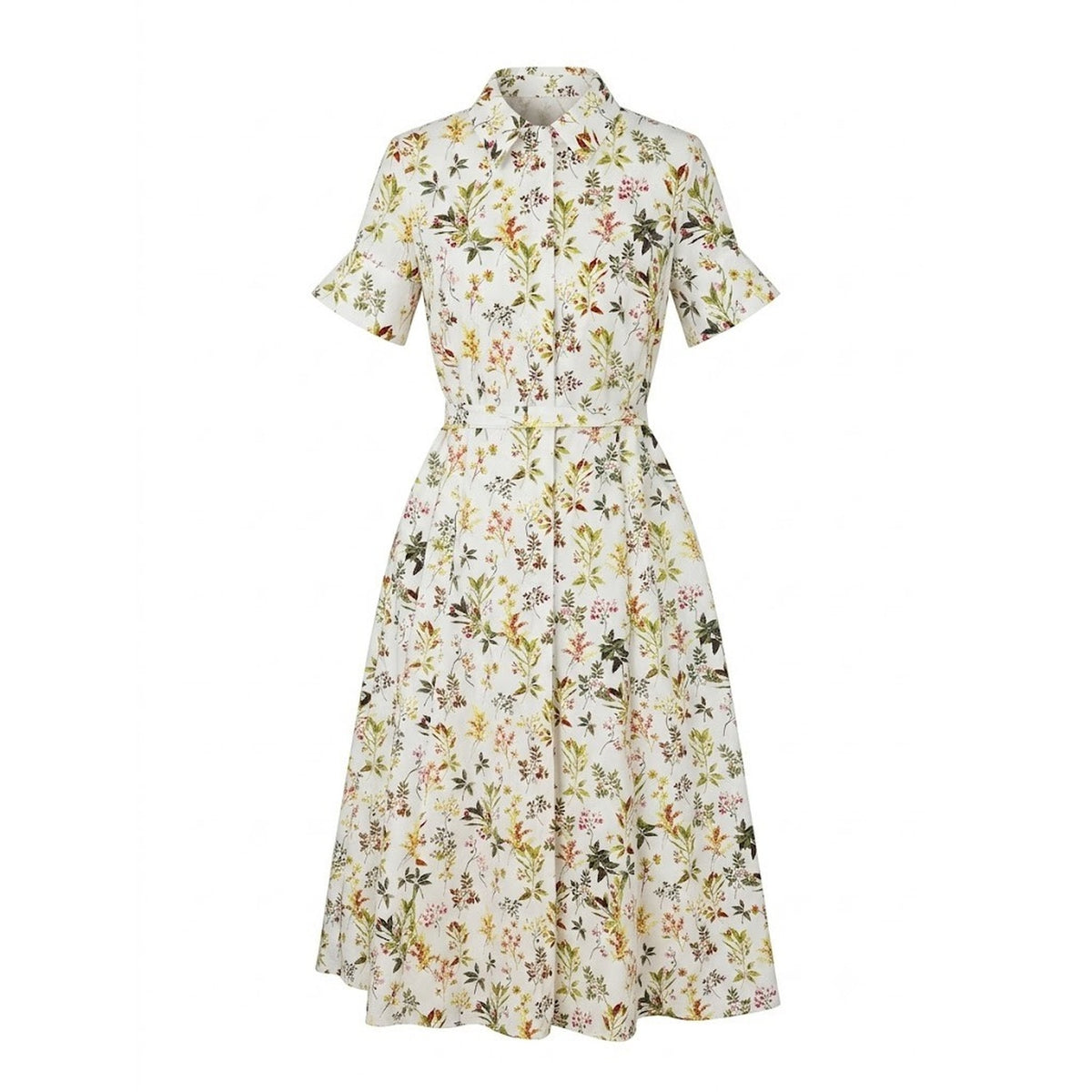 Flora White Midi Dress