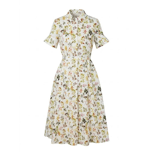 Flora White Midi Dress