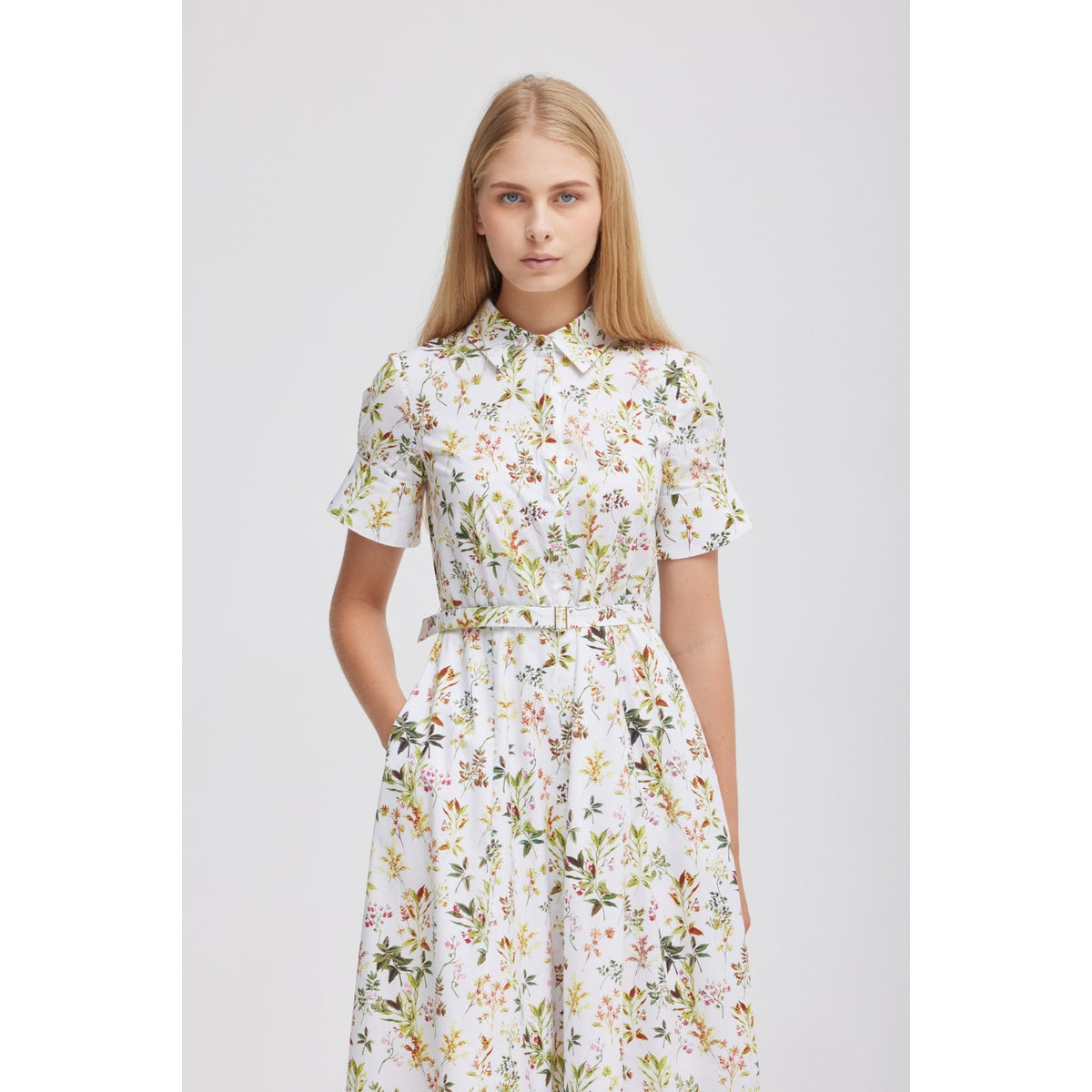 Flora White Midi Dress